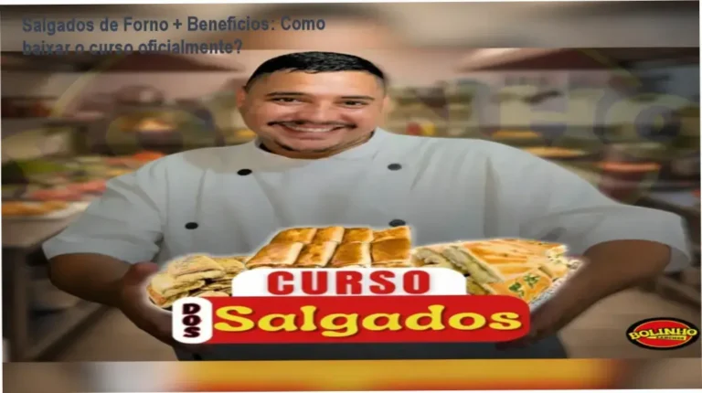 Imagem mostrando a página oficial do curso Salgados de Forno + Benefícios com botão de acesso