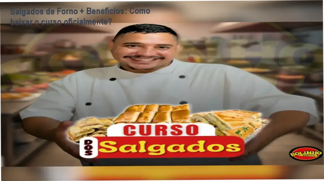 Imagem mostrando a página oficial do curso Salgados de Forno + Benefícios com botão de acesso