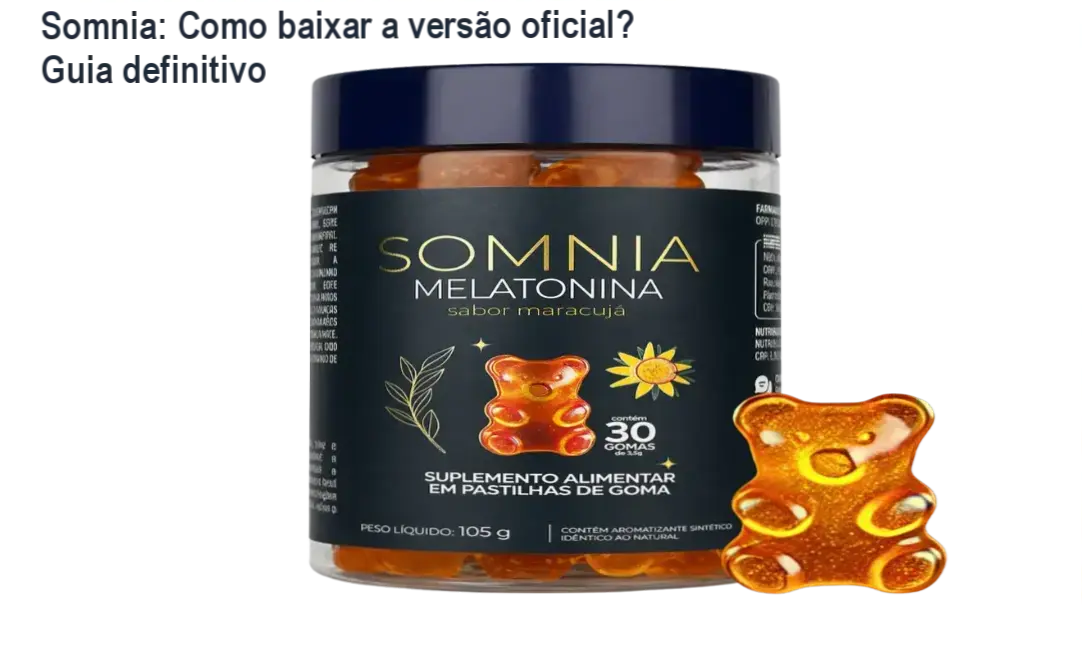 Imagem ilustrativa mostrando a página oficial de download do suplemento Somnia