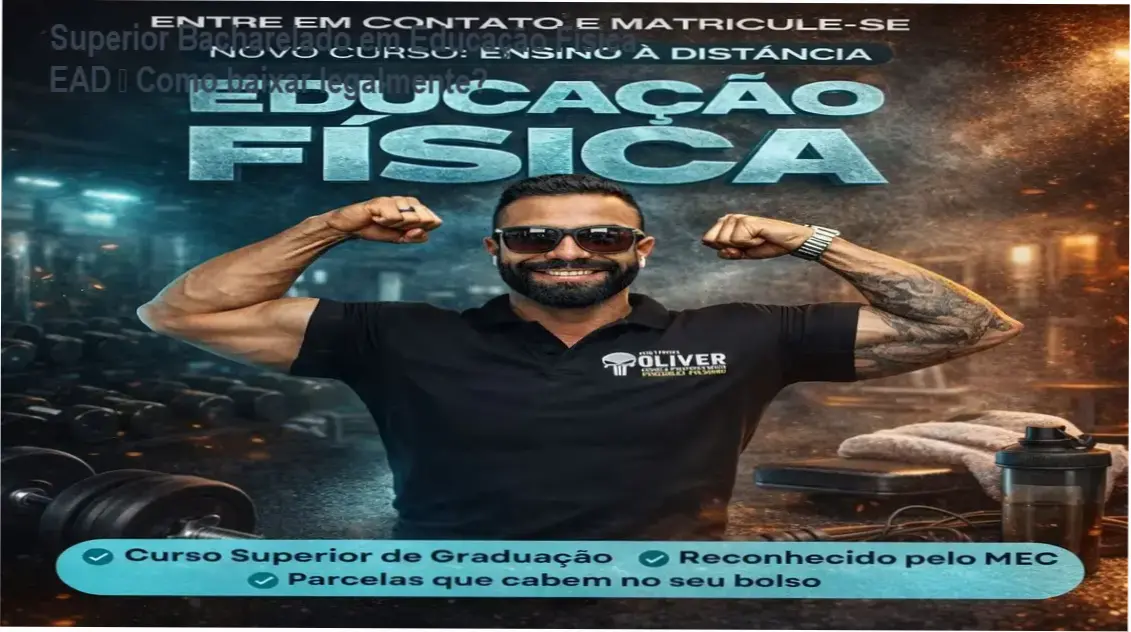 Imagem ilustrativa do curso Superior Bacharelado em Educação Física EAD com destaque para download seguro