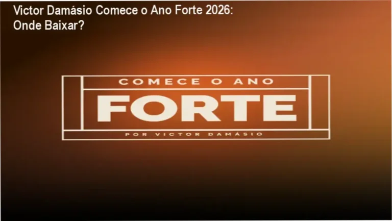 Capa do curso Victor Damásio Comece o Ano Forte 2026 mostrando opções de download oficial