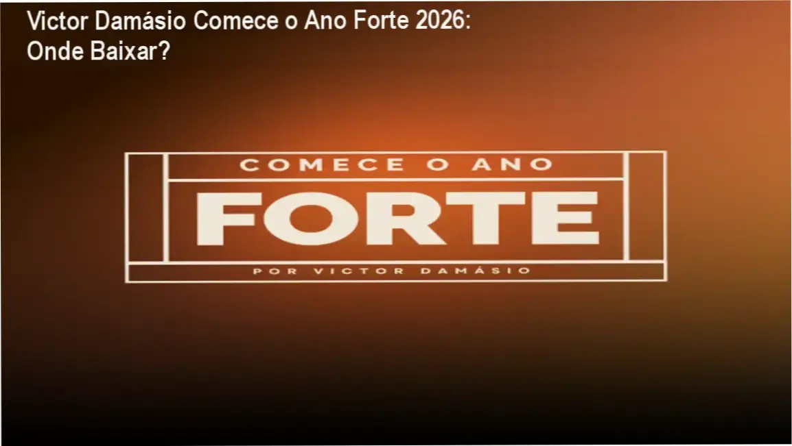 Capa do curso Victor Damásio Comece o Ano Forte 2026 mostrando opções de download oficial