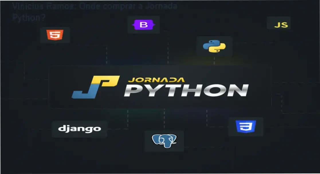 Vinícius Ramos apresentando a Jornada Python, curso online de programação com Django e APIs