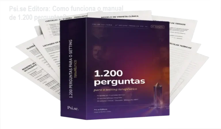 1.200 Perguntas para o Setting Terapêutico Psi.se Editora bastidores e visão interna do manual clínico