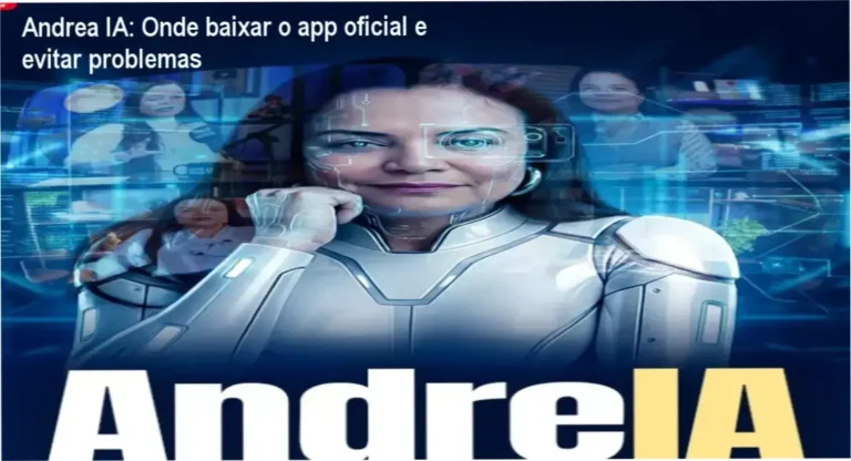 Tela do aplicativo Andrea IA mostrando a página de download oficial