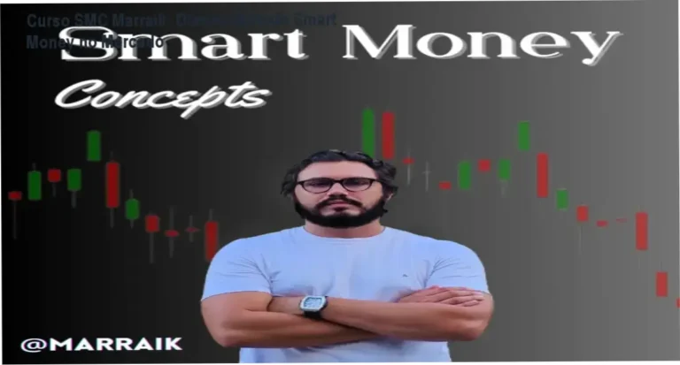 Curso Smart Money Concepts Marraik mostrando detalhes do conteúdo e interface da plataforma