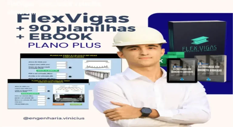 Captura da tela da planilha FlexVigas para dimensionamento de vigas