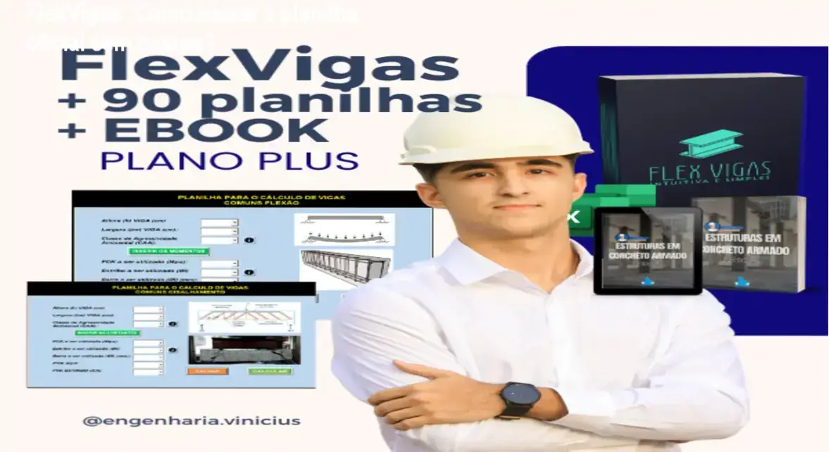Captura da tela da planilha FlexVigas para dimensionamento de vigas