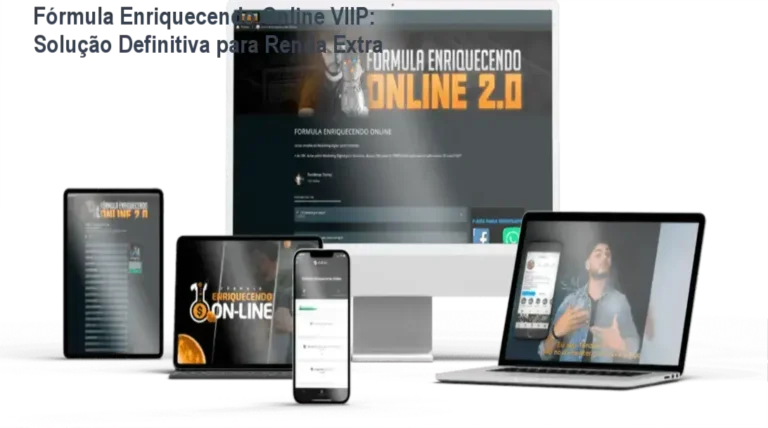 Tela do curso Fórmula Enriquecendo Online VIIP mostrando módulos de aprendizado para gerar renda extra online