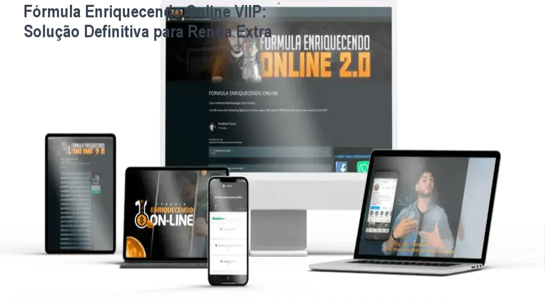 Tela do curso Fórmula Enriquecendo Online VIIP mostrando módulos de aprendizado para gerar renda extra online