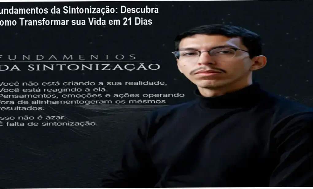 Curso Fundamentos da Sintonização com trechos de tela mostrando etapas de transformação pessoal e bônus inclusos.