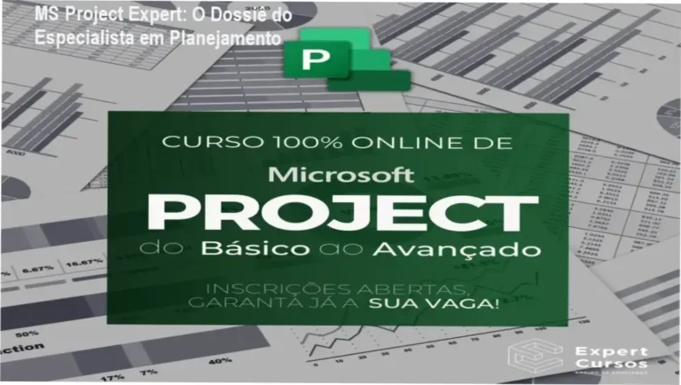Interface de planejamento do curso MS Project Expert da Expert Cursos demonstrando gestão de cronogramas