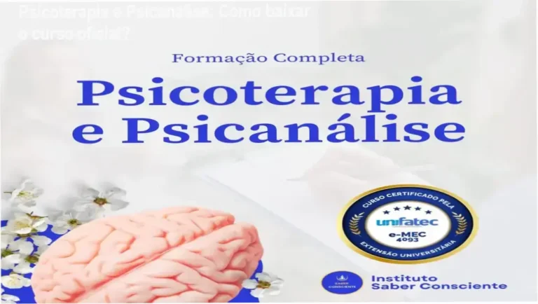 Imagem ilustrando o download oficial do curso Psicoterapia e Psicanálise do Instituto Saber Consciente