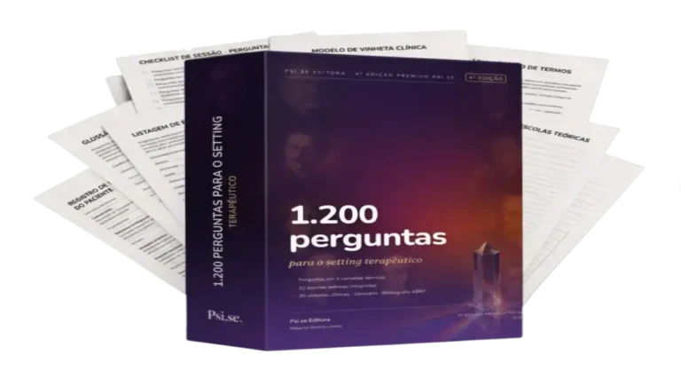 Visão interna do manual 1.200 Perguntas para o Setting Terapêutico da Psi.se Editora exibindo estrutura técnica