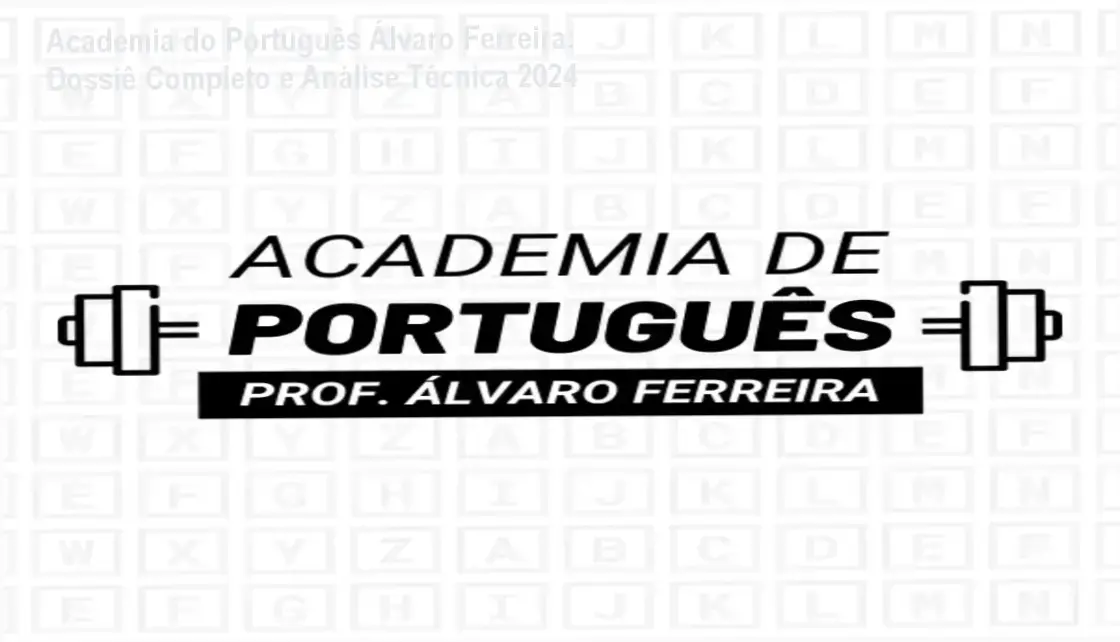 Capa do curso Academia do Português do professor Álvaro Ferreira exibindo módulos de sintaxe e resolução de questões para concursos