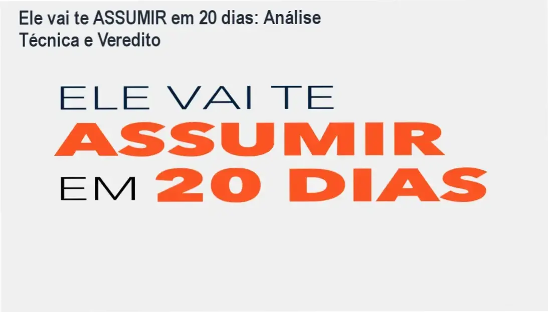 Representação do guia Ele vai te ASSUMIR em 20 dias com foco em resultados comportamentais