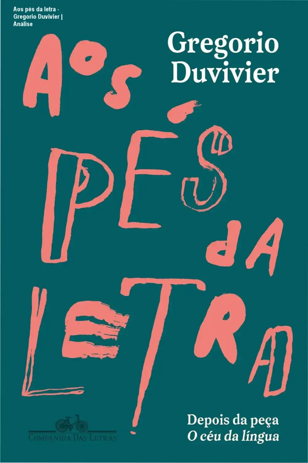 Capa do livro Aos pés da letra, com design moderno.