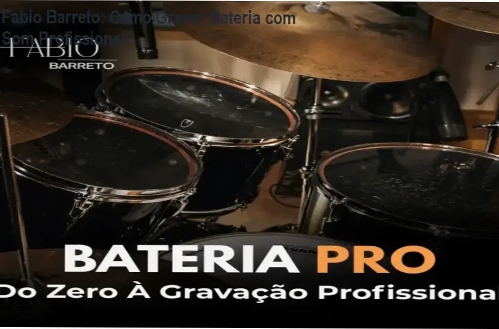 Bastidores do curso Bateria Pro de Fabio Barreto com foco em microfonação e gravação
