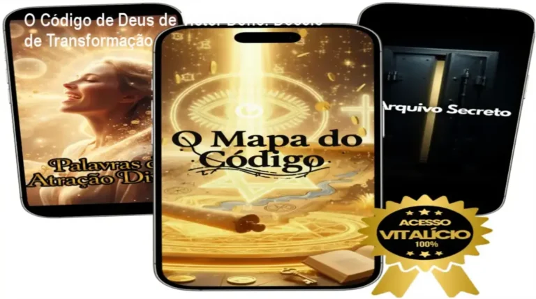 Interface e bastidores do curso O Código de Deus de Victor Doné