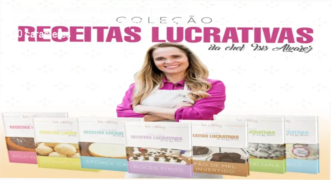 Bastidores e visualização interna da plataforma de cursos da Chef Ísis Alvarez mostrando as apostilas digitais