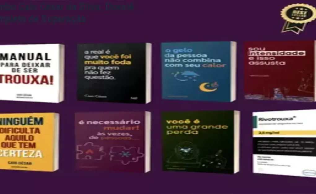Capas dos 8 livros da coleção de Caio César da Silva sobre relacionamentos e autoestima