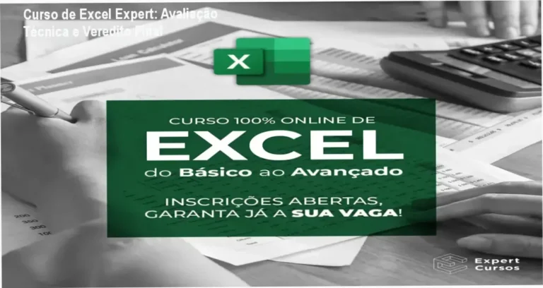 Interface do Curso de Excel Expert demonstrando dashboards de alta performance e automação com IA