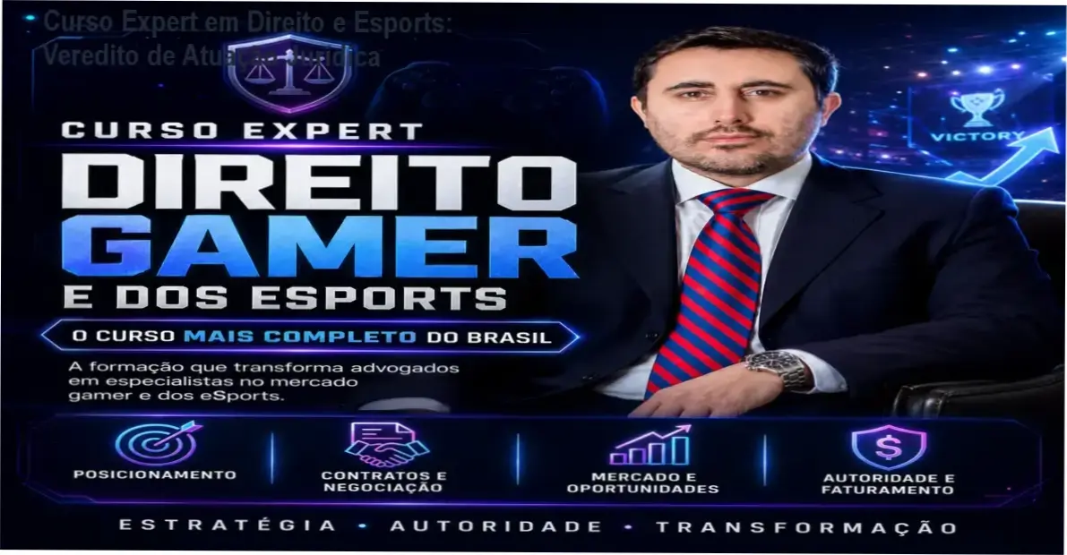 Interface do Curso Expert em Direito e Esports com foco em contratos e legislação gamer