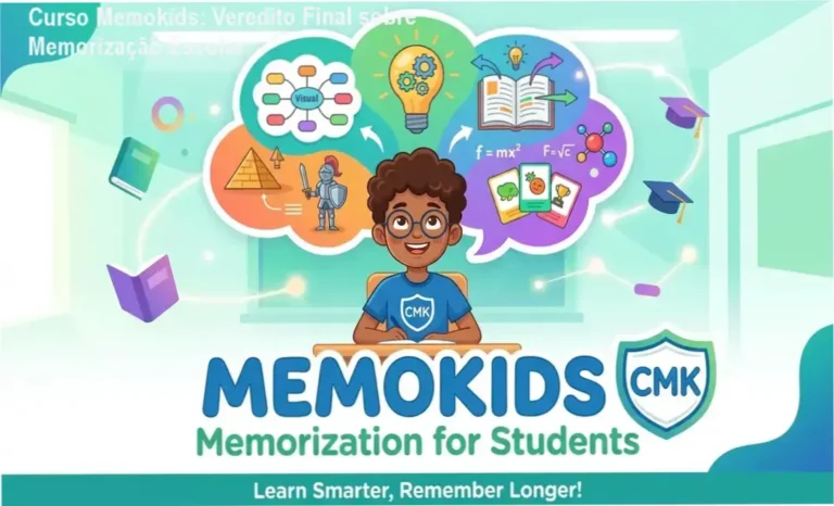 Estudante aplicando técnicas de memorização do Curso Memokids para melhorar notas escolares