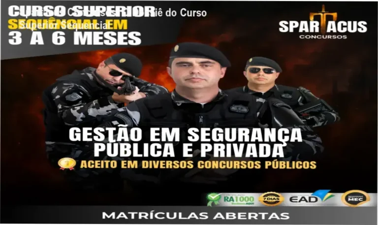 Visão detalhada da plataforma de estudos do Curso Superior Sequencial da Spartacus Concursos