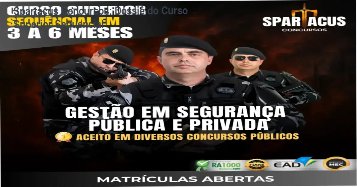 Spartacus Concursos: Dossiê do Curso Superior Sequencial 2 https://cursoss.com.br/saradas-para-sarar-download-gratis-ou-pago/ Bastidores e funcionamento do Curso Superior Sequencial da Spartacus Concursos para gestão de segurança