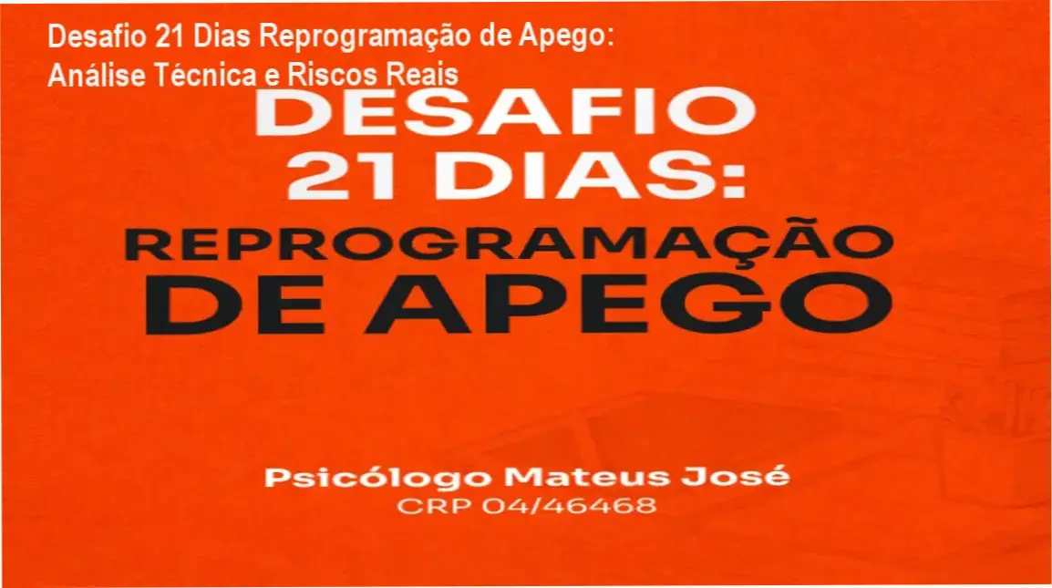 Capa do Desafio 21 Dias Reprogramação de Apego com destaque para estrutura em tríade e ferramentas de regulação emocional