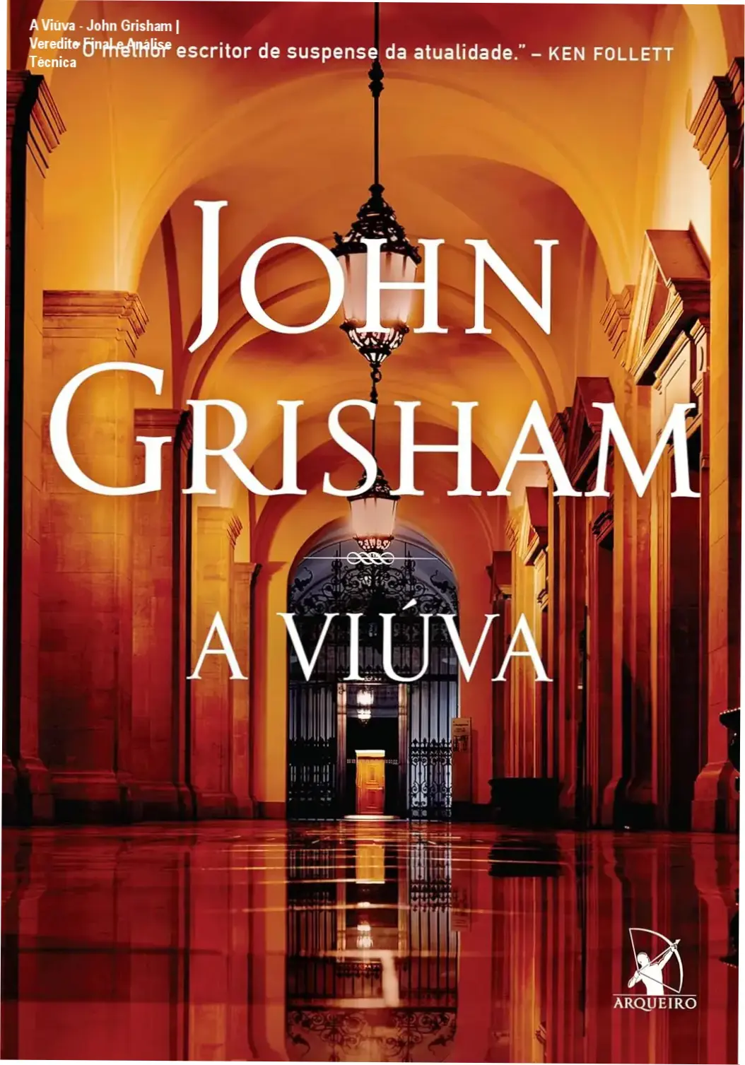 Capa do ebook A Viúva de John Grisham exibida em leitor digital