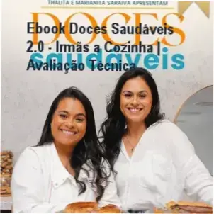 Capa do Ebook Doces Saudáveis 2.0 das Irmãs a Cozinha mostrando sobremesas apetitosas sem glúten e lactose