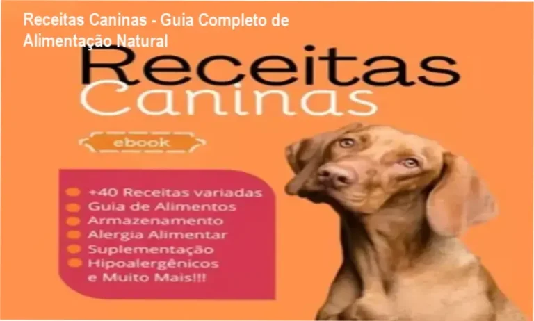 Capa digital do eBook 'Receitas Caninas' mostrando receitas caseiras para câncinos saudáveis