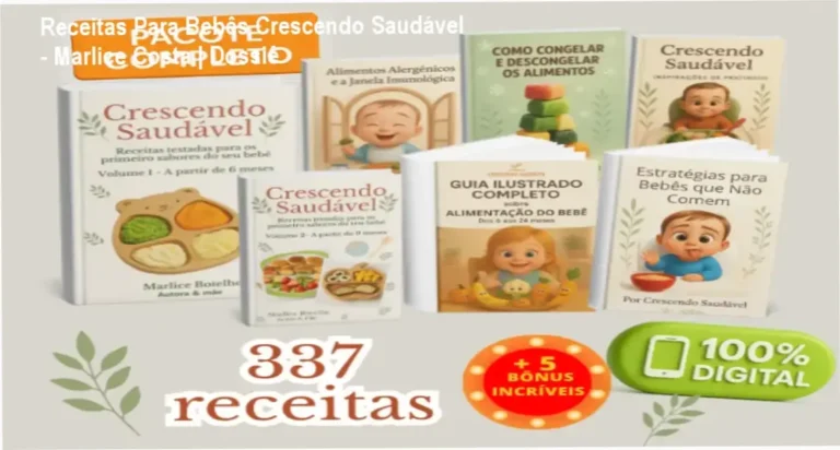 Capa do ebook Receitas Para Bebês Crescendo Saudável de Marlice Botelho Costa Bonini com pratos infantis coloridos