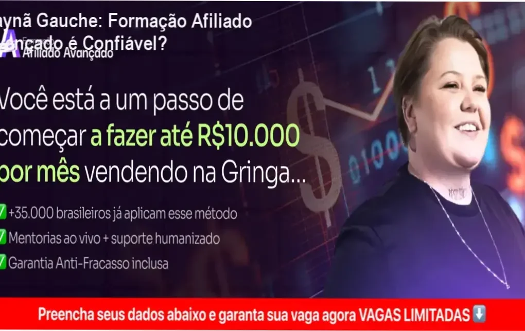 Visão interna da plataforma da Formação Afiliado Avançado de Taynã Gauche mostrando módulos e área de membros