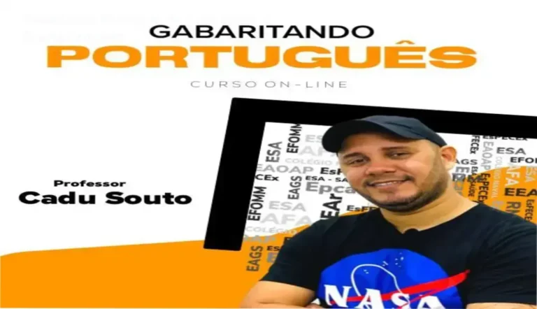 Interface do curso Gabaritando Português do Professor Cadu Souto exibindo aulas e materiais de estudo
