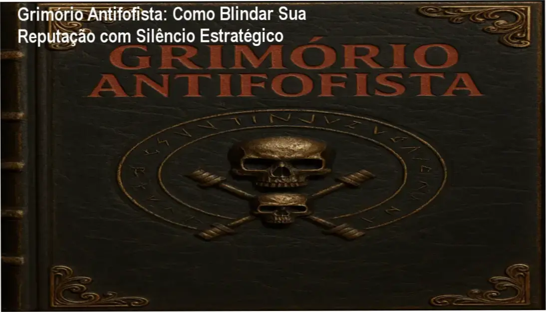 Capa do Grimório Antifofista de Ítalo Marsili sobre mesa de escritório com anotações de ética e silêncio estratégico