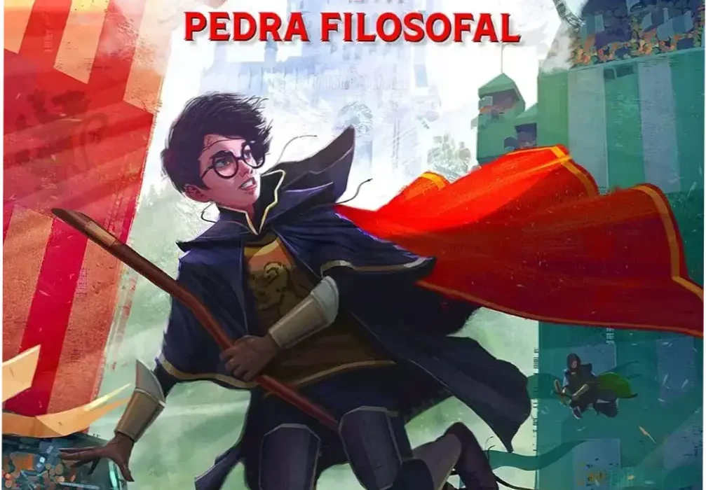Capa do eBook Harry Potter e a Pedra Filosofal de J.K. Rowling em dispositivo Kindle