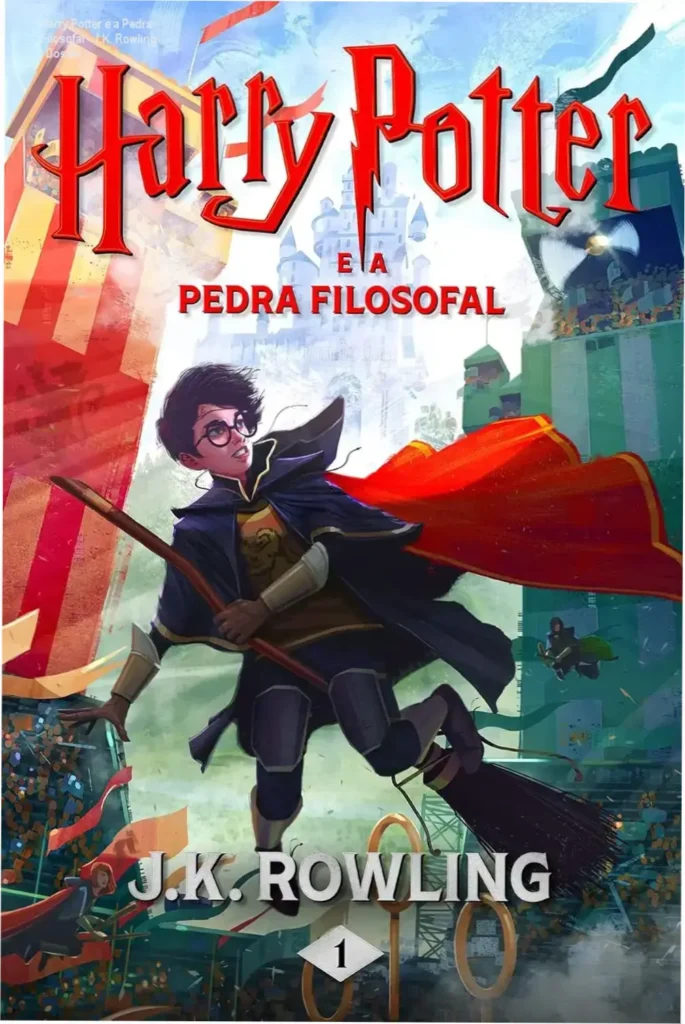 Capa do eBook Harry Potter e a Pedra Filosofal de J.K. Rowling em dispositivo Kindle