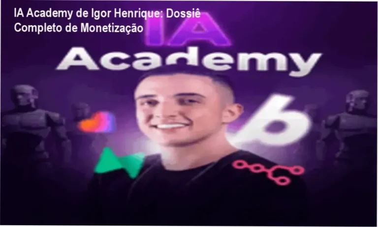 Interface da plataforma IA Academy de Igor Henrique revelando módulos de automação e IA