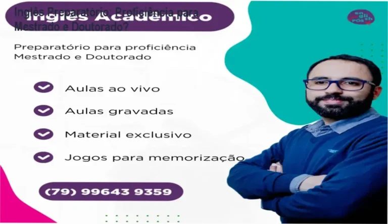 Plataforma de estudos do curso Inglês Preparatório da English Pós com foco em leitura acadêmica