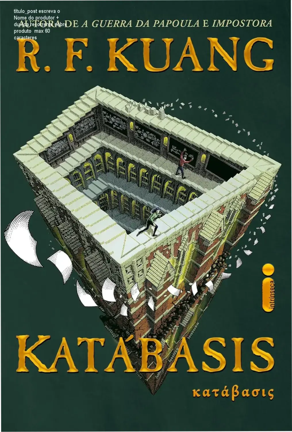 Capa do livro Katábasis de R.F. Kuang em ambiente de estudos dark academia