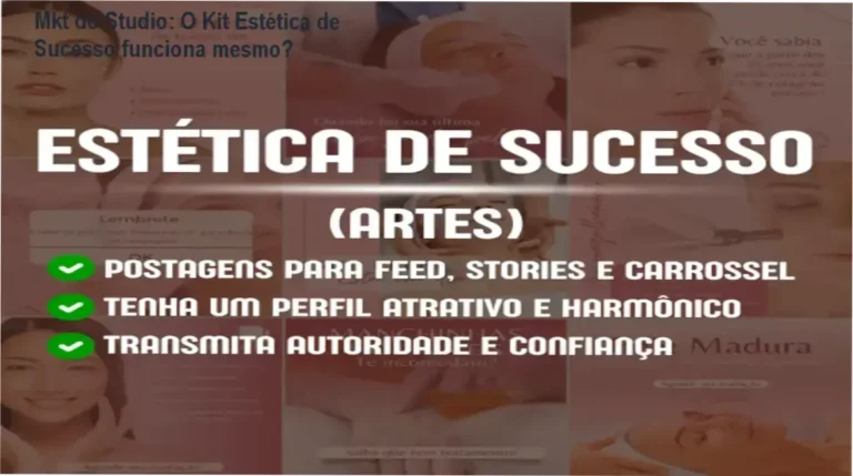 Kit Estética de Sucesso do Mkt do Studio apresentando interface de artes editáveis para estética