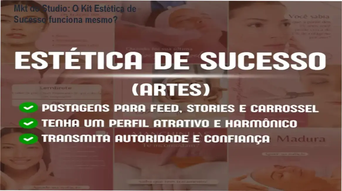 Kit Estética de Sucesso do Mkt do Studio apresentando interface de artes editáveis para estética