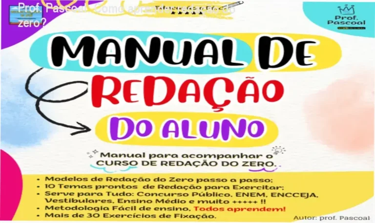 Visão interna detalhada do Manual de Redação do Aluno do Prof. Pascoal com exemplos e estrutura
