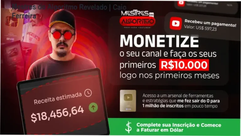 Curso Mestres do Algoritmo | Profissão Youtuber de Caio Ferreira com bastidores e metodologia