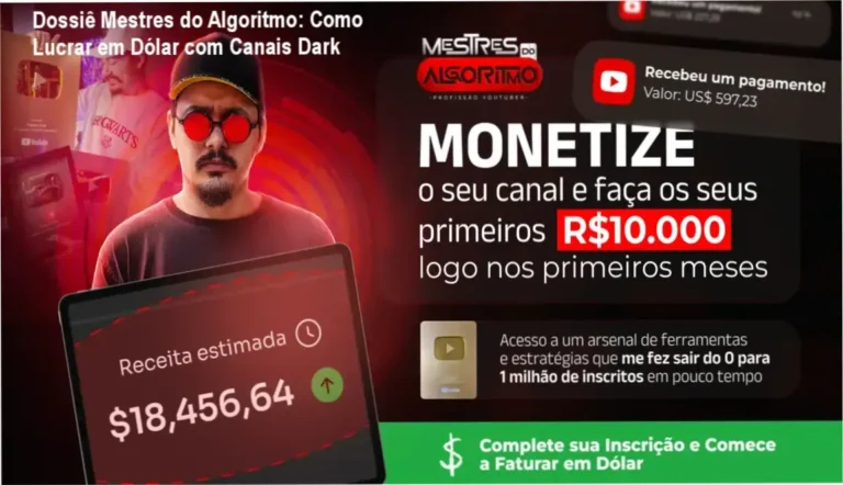 Esquema estratégico de automação de canais dark do curso Mestres do Algoritmo de Caio Ferreira