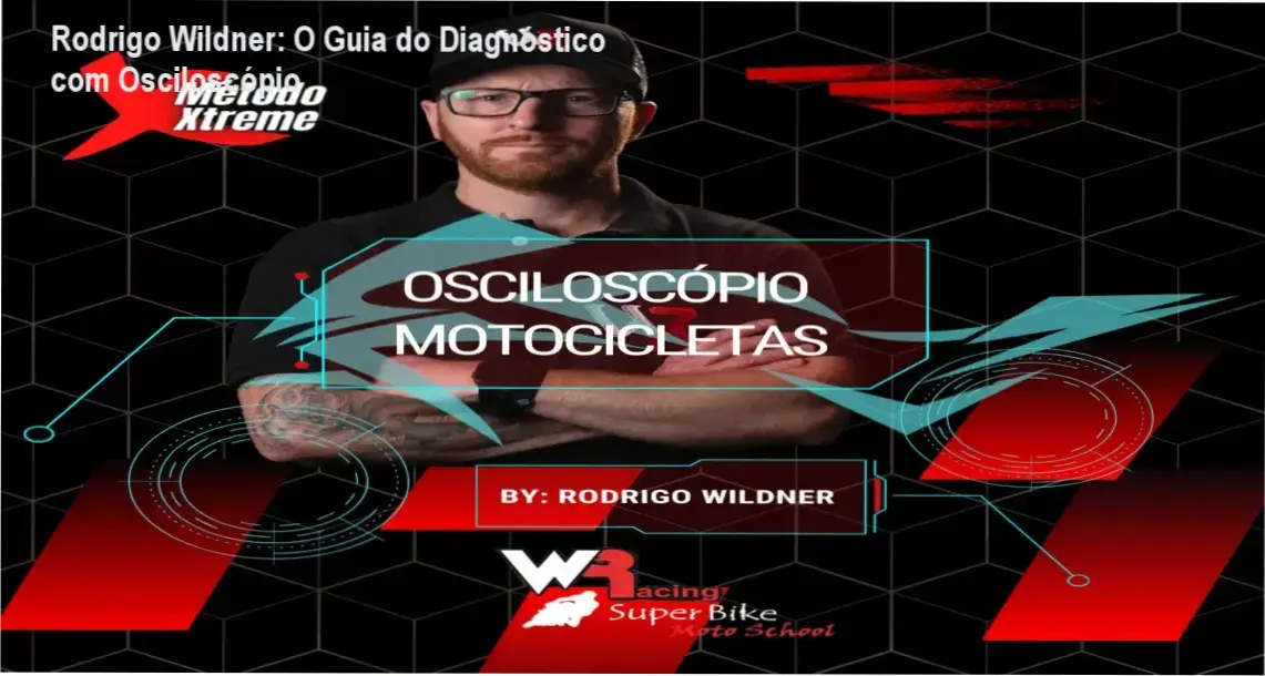 E-book Xtreme de Rodrigo Wildner exibindo sinais de osciloscópio para diagnóstico de motos