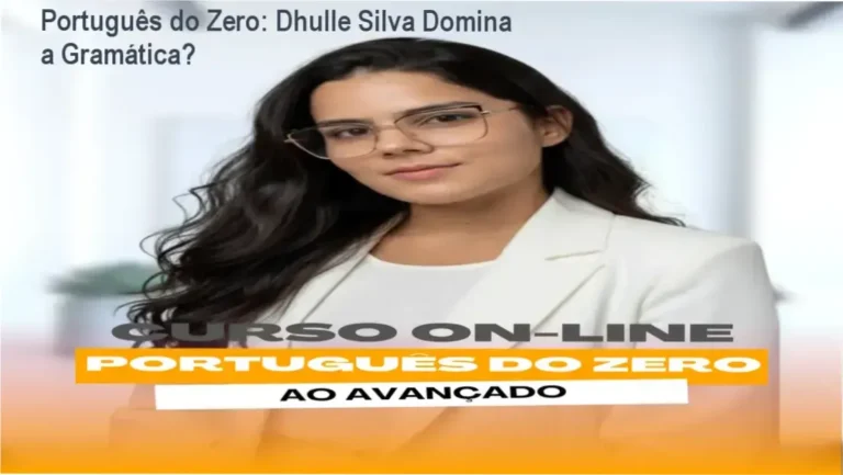 Interface do curso Português do Zero de Dhulle Silva mostrando módulos de gramática e interpretação
